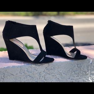 Black “Chasey” Wedge Heels